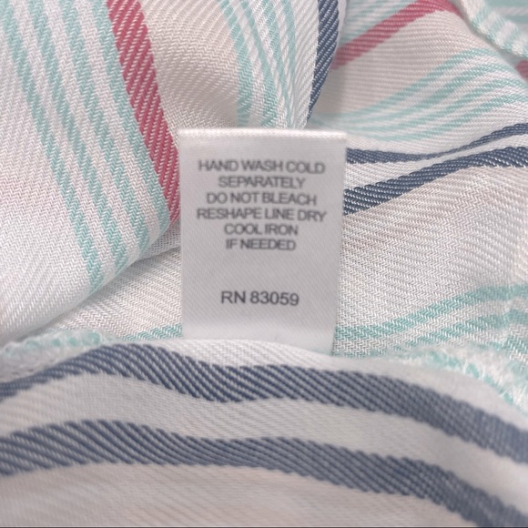 Drew Striped Statement Top Low Back Statement Sleeves Deep Scoopneck XS - Picture 8 of 12